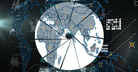 Global Data Processing on Digital Map Interface - Download Free Stock Images Pikwizard.com