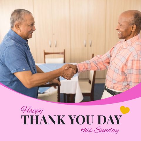 Senior men shaking hands celebrating thank you day