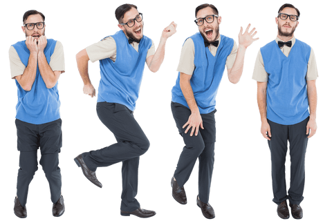transparent set of eccentric man expressing quirky emotions - Download Free Stock Videos Pikwizard.com