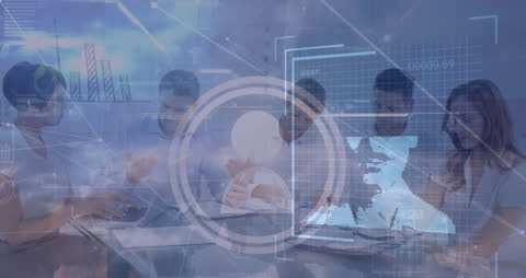 Diverse Healthcare Team Analyzing Financial Data in a High-Tech Setting