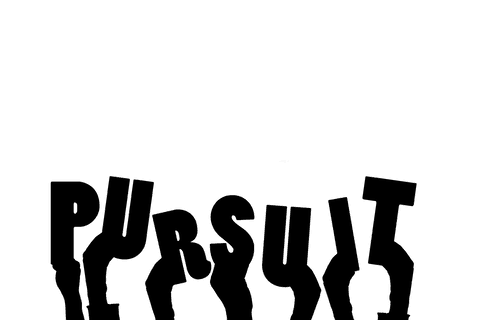 Transparent hands with pursuit text illustration