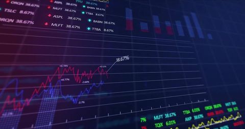 Dynamic Financial Data and Graph Analysis on Digital Display - Download Free Stock Images Pikwizard.com