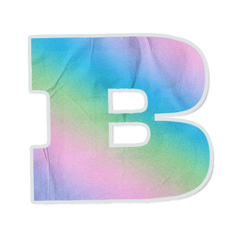 Transparent pastel watercolor letter b sticker with paper texture on clear background