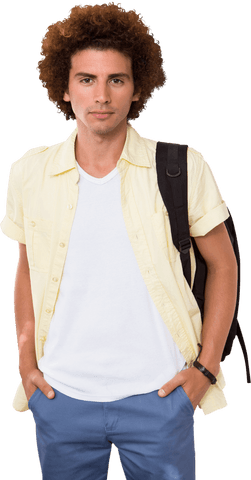 transparent portrait casual man with backpack relaxing hand in pocket - Download Free Stock Videos Pikwizard.com