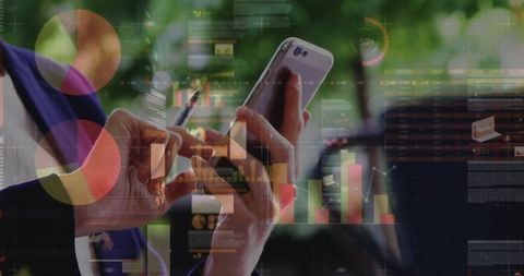 Businessman Analyzing Data on Smartphone with Digital Interface - Download Free Stock Images Pikwizard.com
