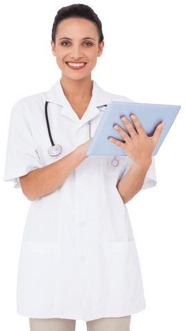 transparent nurse holding tablet smiling confident and professional - Download Free Stock Videos Pikwizard.com