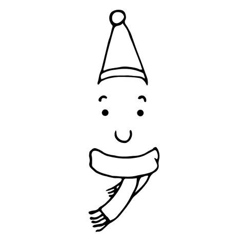 Smiling face with cap and scarf on transparent background