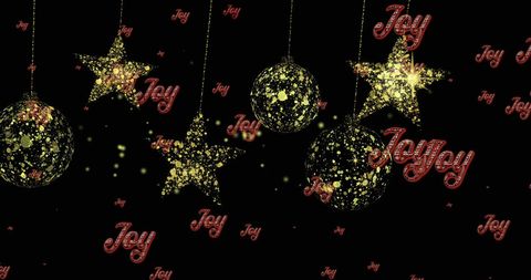 Festive Joy with Gold Stars and Baubles on Black - Download Free Stock Images Pikwizard.com