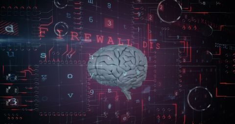 Digital Brain Overlays Cybersecurity Matrix for Data Protection - Download Free Stock Images Pikwizard.com
