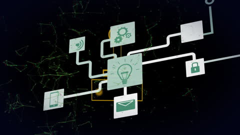 Innovative Digital Network with Technology Icons