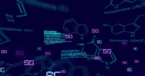 Futuristic 6G Technology Digital Interface with Chemical Formulas - Download Free Stock Images Pikwizard.com