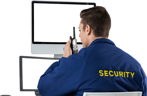 Transparent Security Officer Monitoring Using Walkie Talkie - Download Free Stock Videos Pikwizard.com