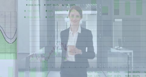 Businesswoman Innovating with Digital Analytics