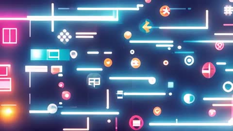 Futuristic Glowing Geometric Shapes on Dark Digital Canvas