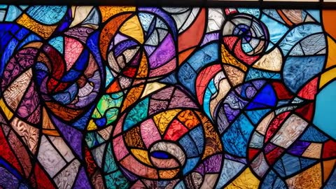 Sunlight Illuminating Stained Glass in Chapel