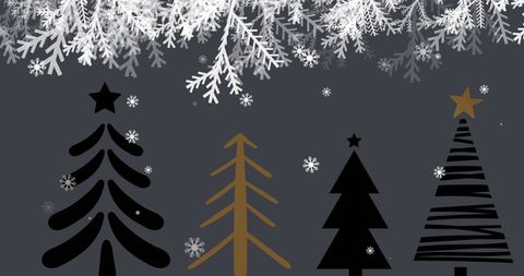 Winter Wonderland Scene with Stylized Christmas Trees