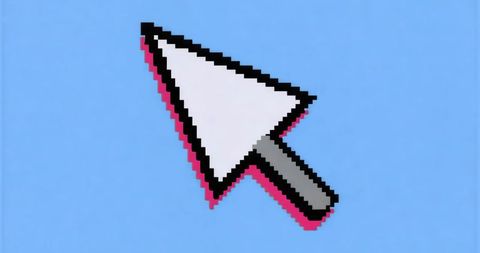 Pixel art cursor arrow with retro pink shadow