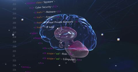 Illuminated Brain Surrounded by Digital Coding Elements - Download Free Stock Images Pikwizard.com