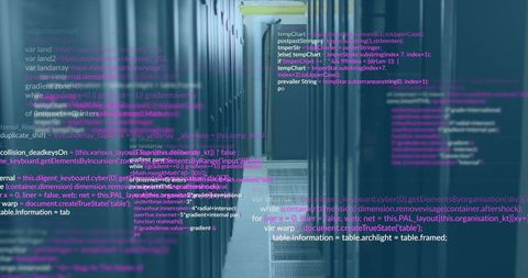 computer code overlays on data server racks in high-tech data center - Download Free Stock Images Pikwizard.com
