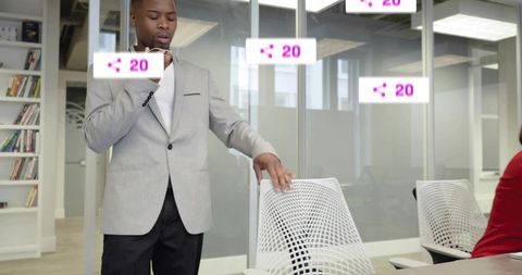 Innovative Conversations in Modern Office with Digital Elements