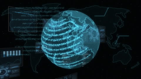 Futuristic Digital Globe with Programming Codes