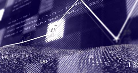 Zigzag graph highlighting data point on digital dashboard