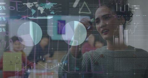 businesswoman analyzing virtual financial graph data - Download Free Stock Images Pikwizard.com
