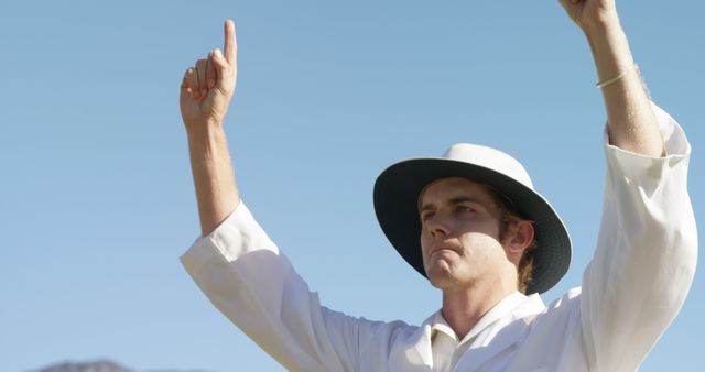 Cricket Umpire Signaling for Out Decision with Raised Fingers - Download Free Stock Images Pikwizard.com