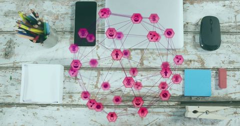 Modern Technology Network Over Office Workspace