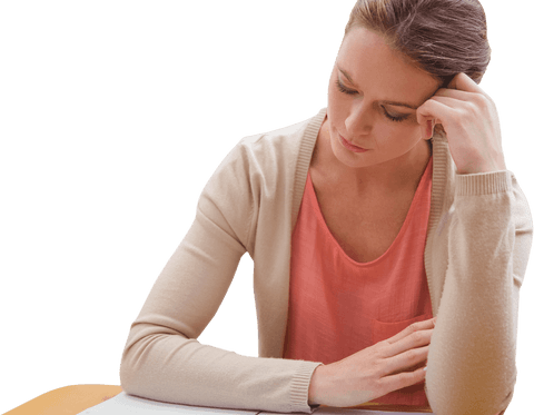 Thoughtful Businesswoman in Neutral Office Attire, Transparent Background - Download Free Stock Videos Pikwizard.com