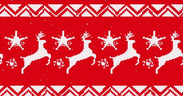 Festive Red Christmas Sweater Pattern with Reindeer and Snowflakes - Download Free Stock Images Pikwizard.com