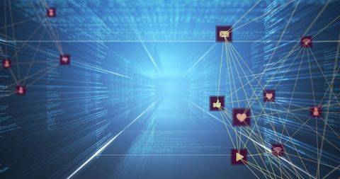 dynamic digital data network and communication flow - Download Free Stock Images Pikwizard.com