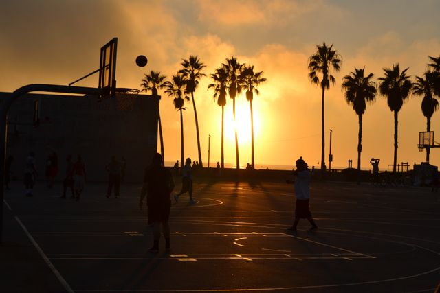 Silhouette basketball sports sunset - Download Free Stock Photos Pikwizard.com