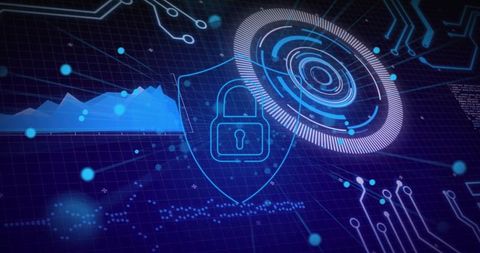 Futuristic Digital Security Interface Concept with Virtual Shield