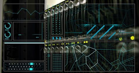 Data Processing Technology Interfaces in Server Room - Download Free Stock Images Pikwizard.com