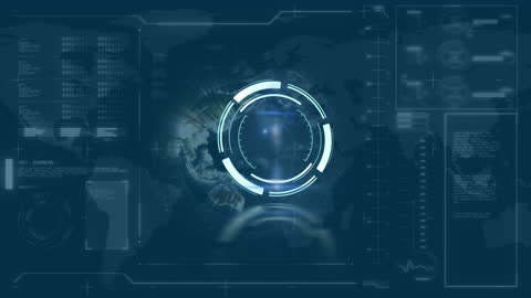 Futuristic Digital Interface with Global Data Visuals