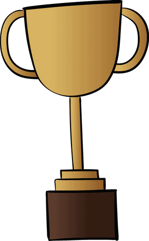 Hand drawn gold trophy illustration on transparent background