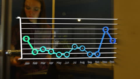 Businesswoman Analyzing Growth Graph on Interactive Display