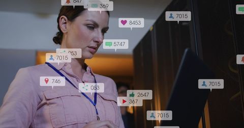 Social media engagement displays in data center