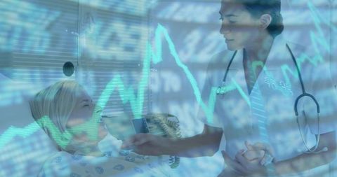 Healthcare Professional Supporting Patient with Digital Health Charts