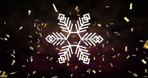 Festive Snowflake with Falling Confetti