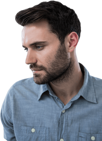 transparent image of thoughtful man looking sideways - Download Free Stock Videos Pikwizard.com