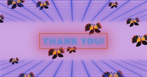 Thank You Message with Butterflies and Digital Background