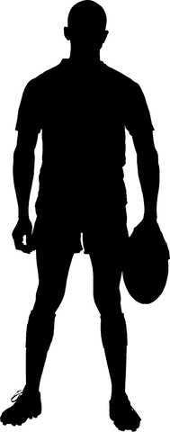 Sportsman silhouette with rugby ball isolated on transparent background