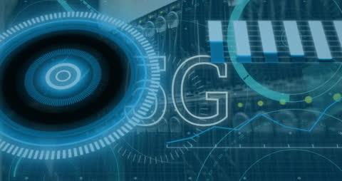 5G Technology Concept with Digital Network Interface Overlay