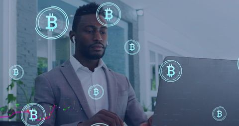 African American Businessman Analyzing Bitcoin Data on Laptop - Download Free Stock Images Pikwizard.com