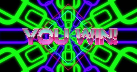 Retro neon you win gaming message
