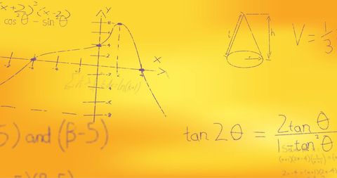 Math formulas handwritten on yellow background