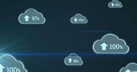 Digital Cloud Storage Upload Percentages on Blue Background - Download Free Stock Images Pikwizard.com