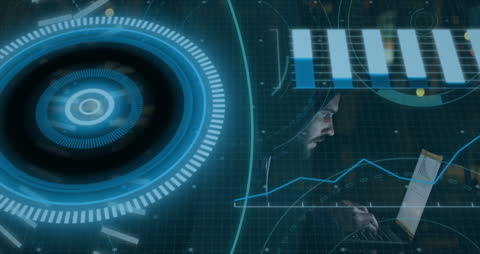 Futuristic Digital Interface with Network and Graphs